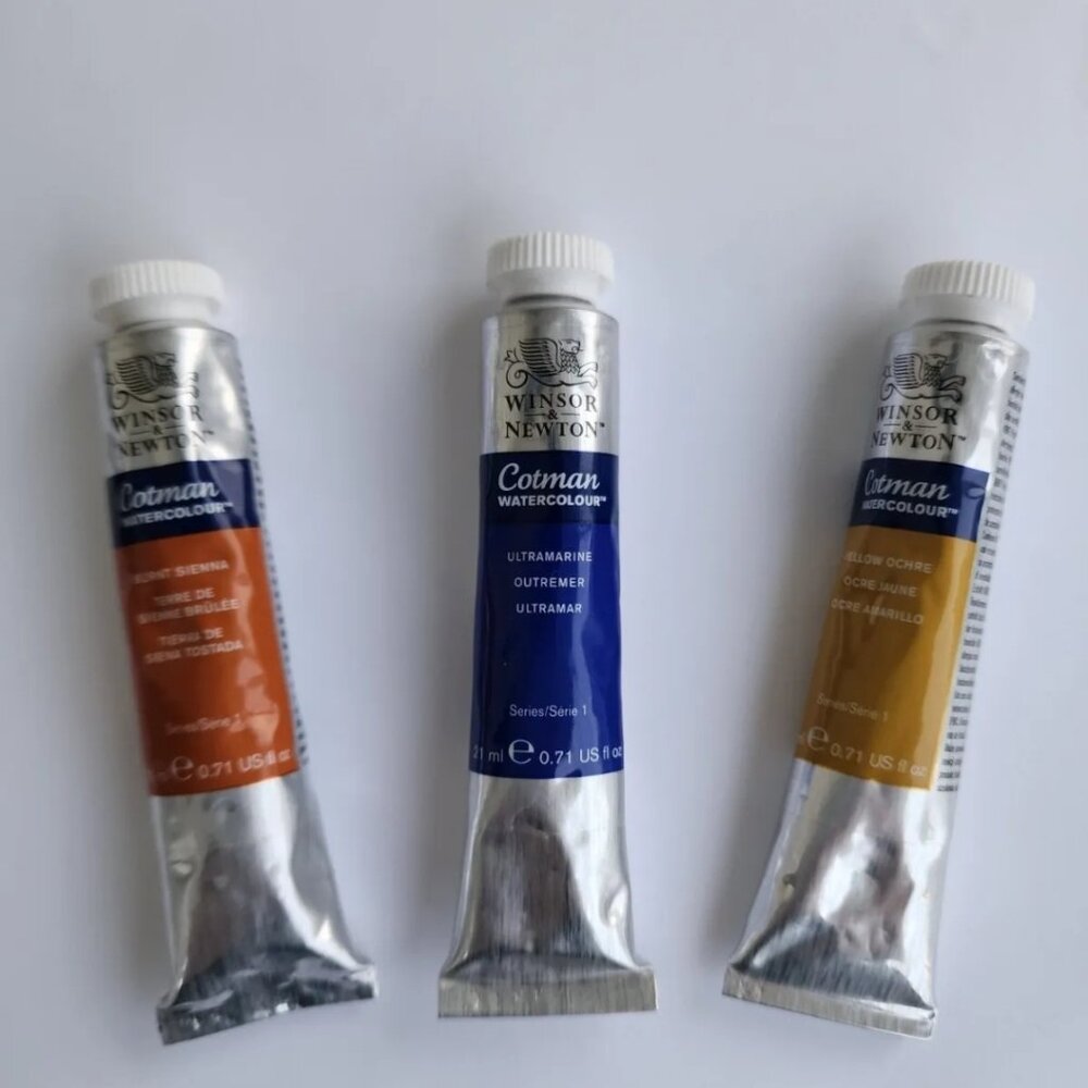 Winsor & Newton Cotman Watercolor Paint Tubes, 3x 21 ml